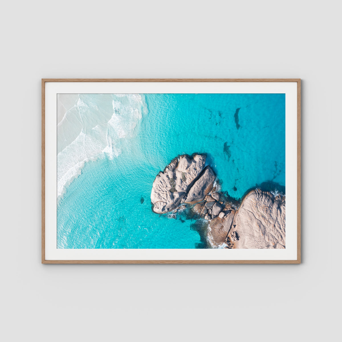Twilight Beach Hole in the Rock ii - Esperance - Art Print - Traditional Frame - Raw Oak - Landscape