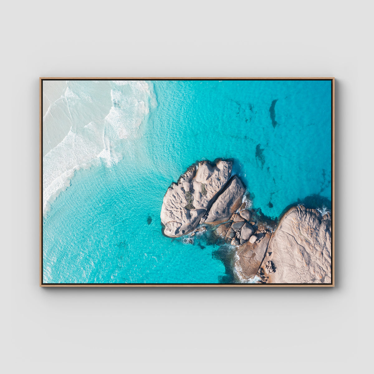 Twilight Beach Hole in the Rock ii - Esperance - Art Print - Float Frame Canvas - Raw Oak - Landscape