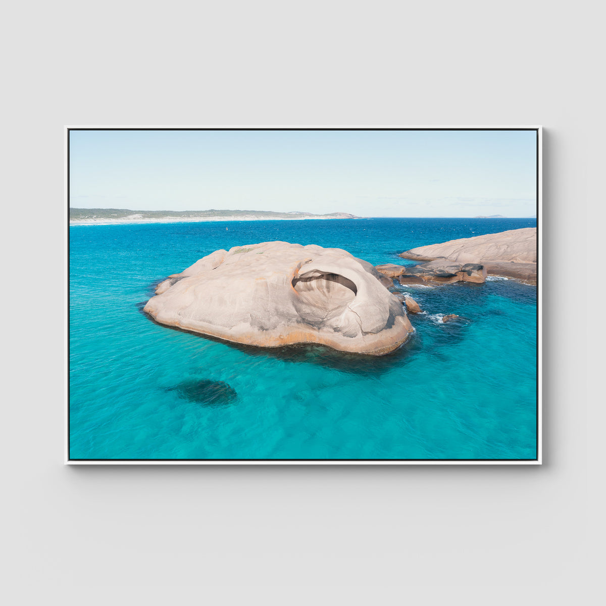 Twilight Beach Hole in the Rock - Esperance - Art Print - Float Frame Canvas - White - Landscape