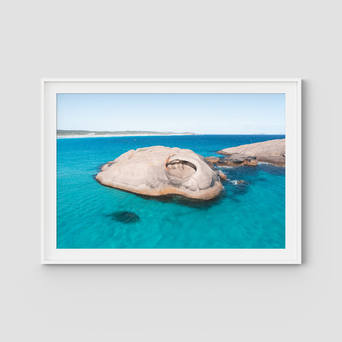 Twilight Beach Hole in the Rock - Esperance - Art Print - Traditional Frame - White - Landscape