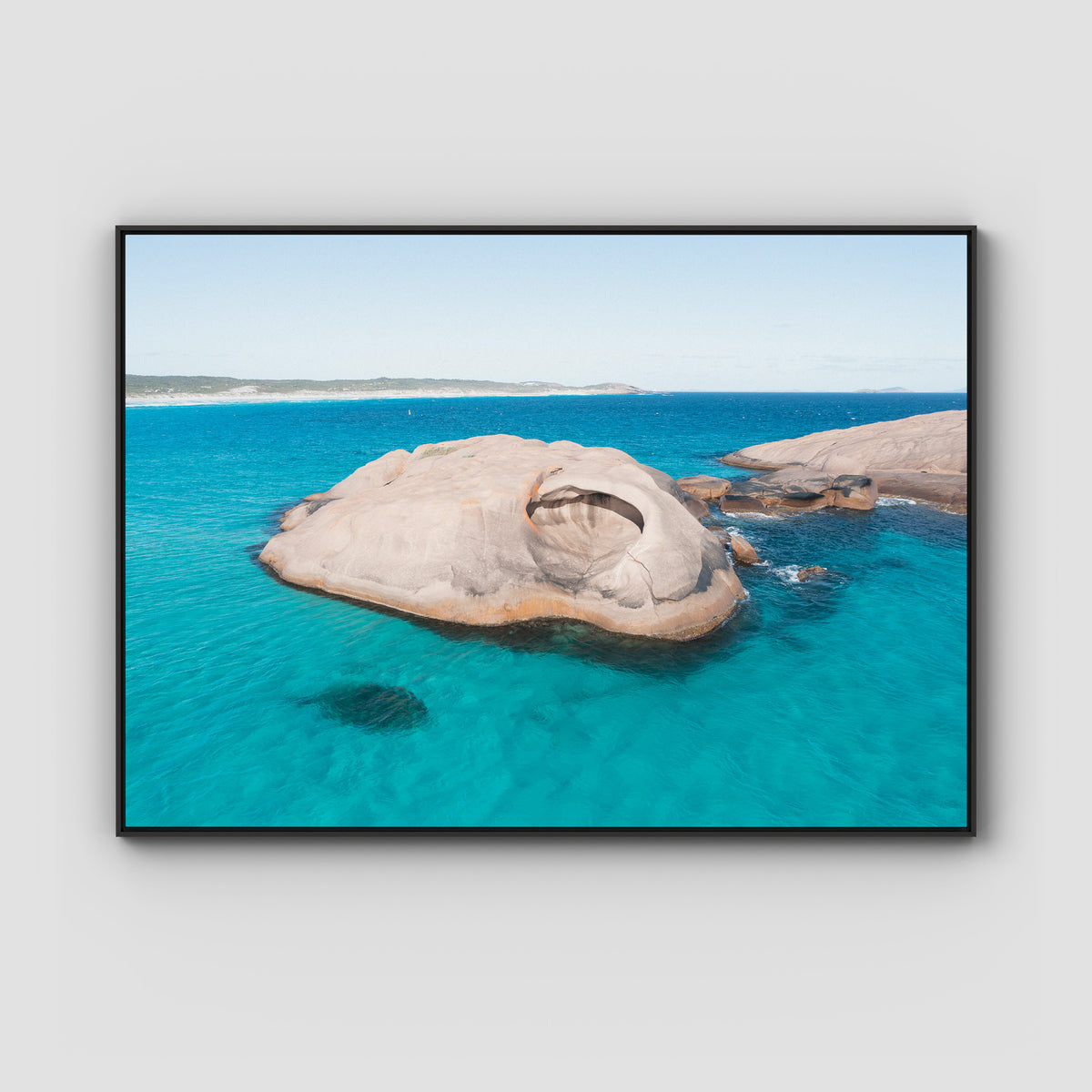 Twilight Beach Hole in the Rock - Esperance - Art Print - Float Frame Canvas - Black - Landscape
