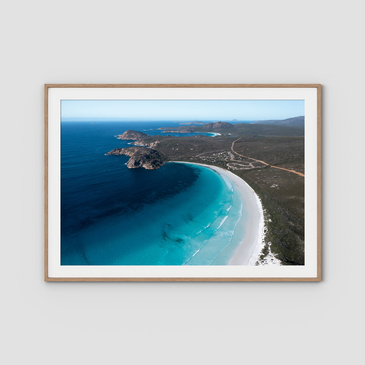 Lucky Bay - Esperance - Art Print - Traditional Frame - Raw Oak - Landscape