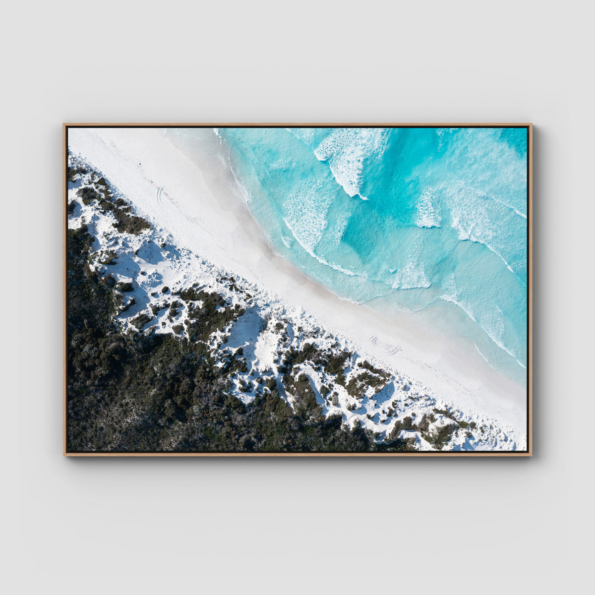 Lucky Bay Symmetry - Esperance - Art Print - Float Frame Canvas - Raw Oak - Landscape