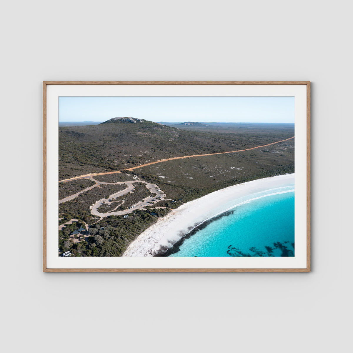 Lucky Bay Campground - Esperance - Art Print - Traditional Frame - Raw Oak - Landscape