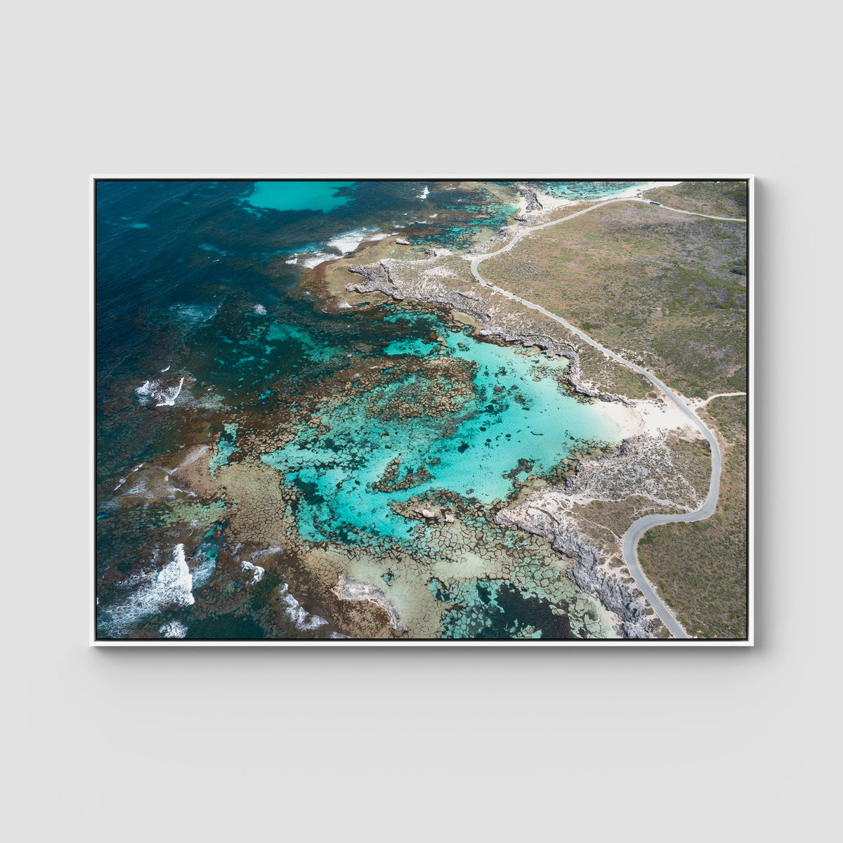Little Salmon Bay Top Down - Art Print - Float Frame Canvas - White - Landscape