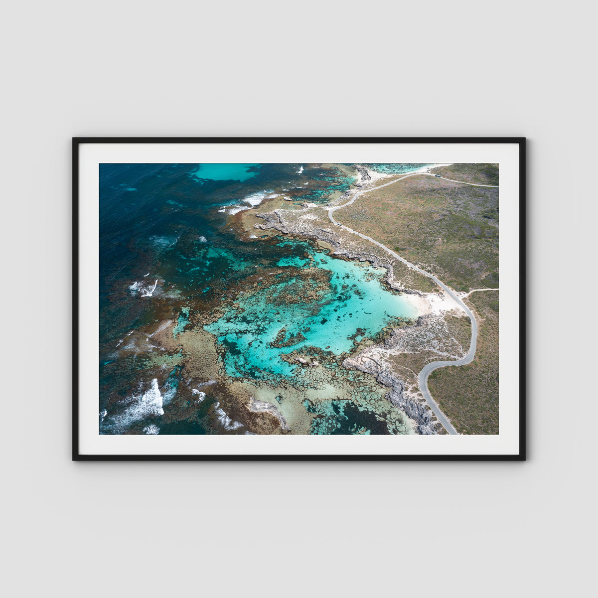 Little Salmon Bay Top Down - Art Print - Traditional Frame - Black - Landscape