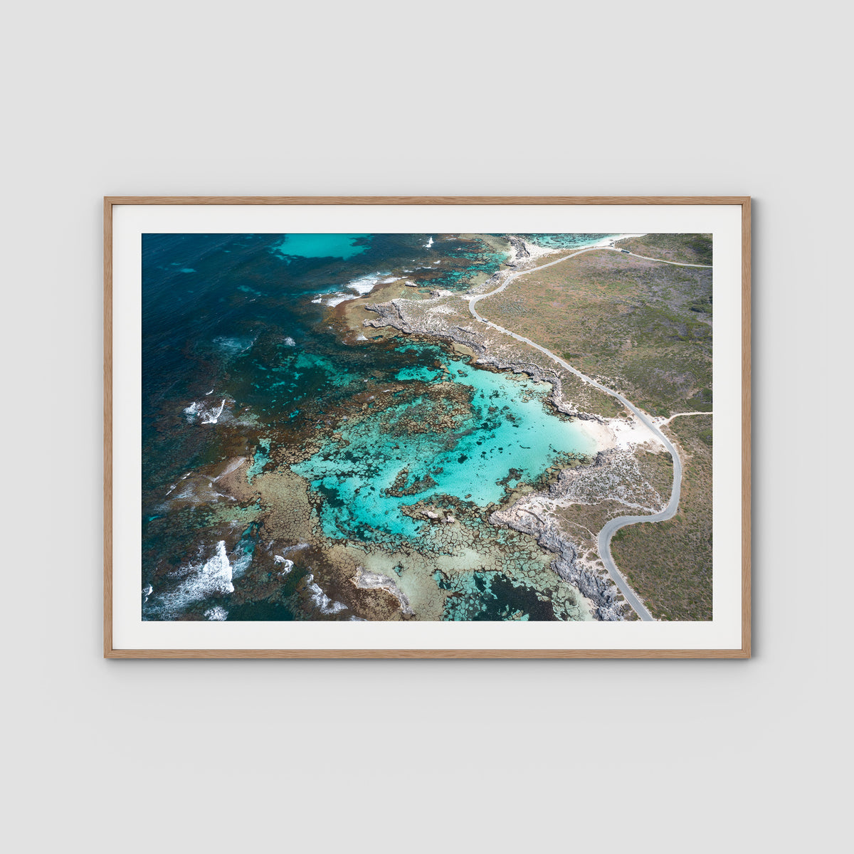 Little Salmon Bay Top Down - Art Print - Traditional Frame - Raw Oak - Landscape