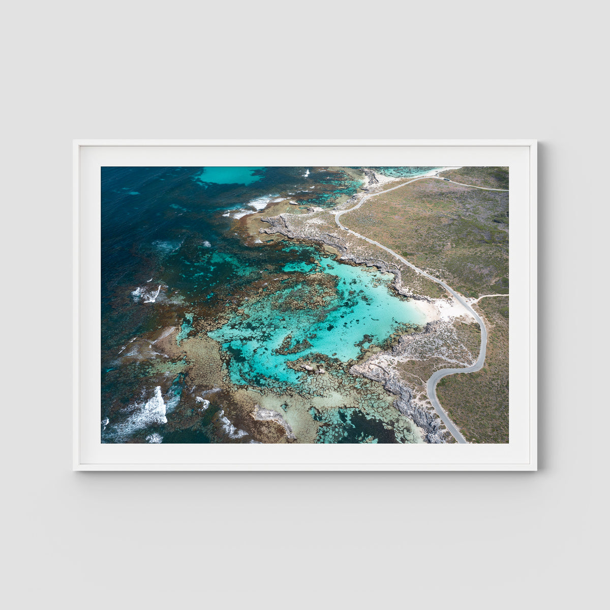 Little Salmon Bay Top Down - Art Print - Traditional Frame - White - Landscape