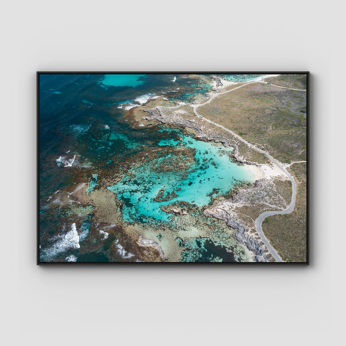 Little Salmon Bay Top Down - Art Print - Float Frame Canvas - Black - Landscape