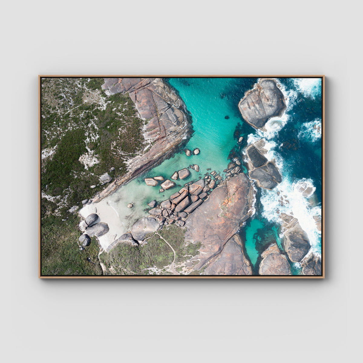 Elephant Rocks Denmark - Art Print - Float Frame Canvas - Raw Oak - Landscape