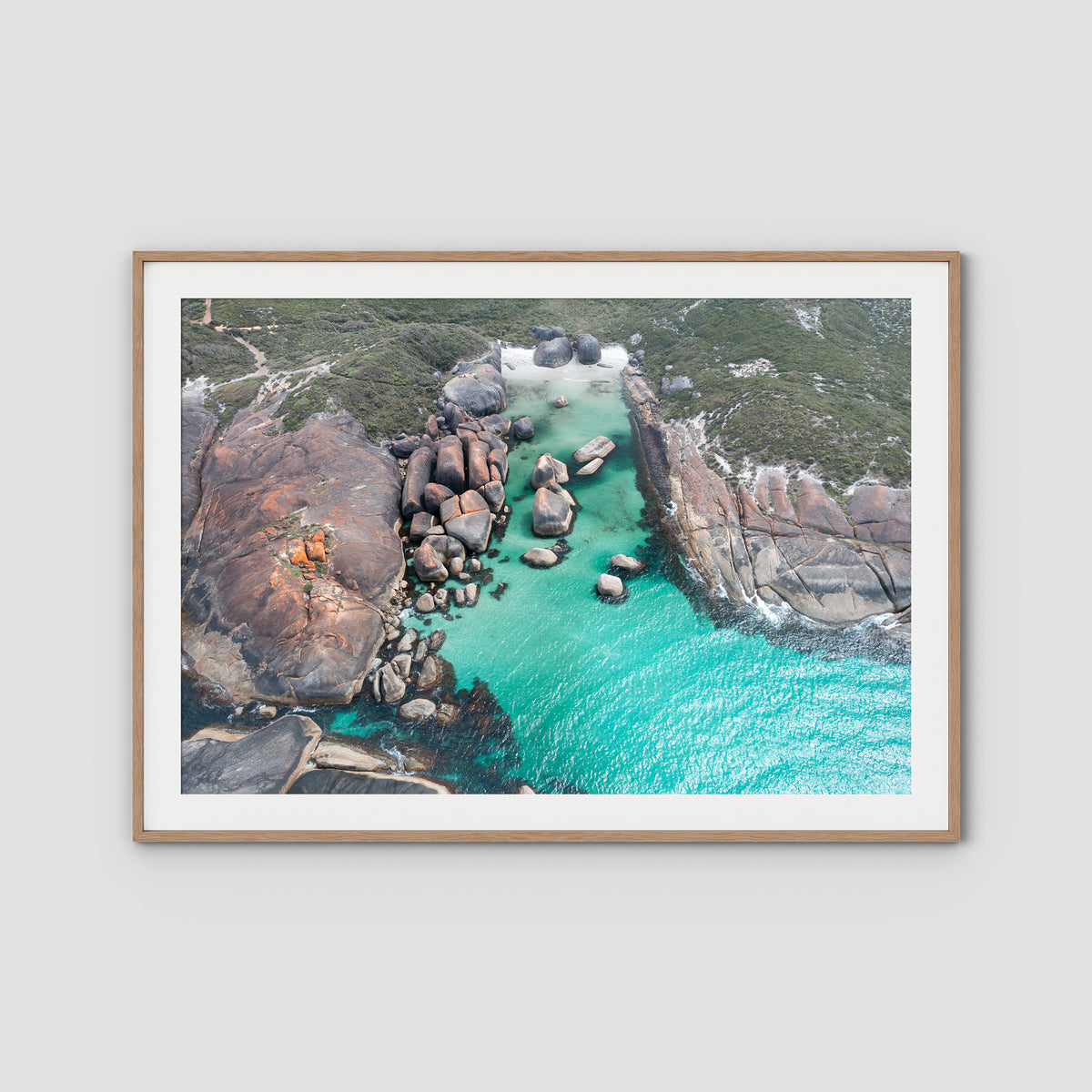 Elephant Rocks Denmark ii - Art Print - Traditional Frame - Raw Oak - Landscape