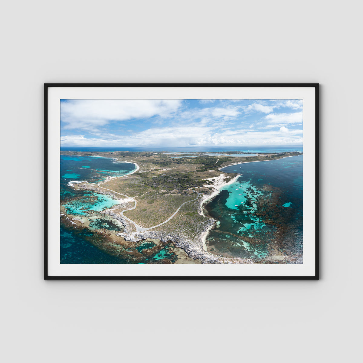 Rottnest Island Panorama - Art Print - Traditional Frame - Black - Landscape