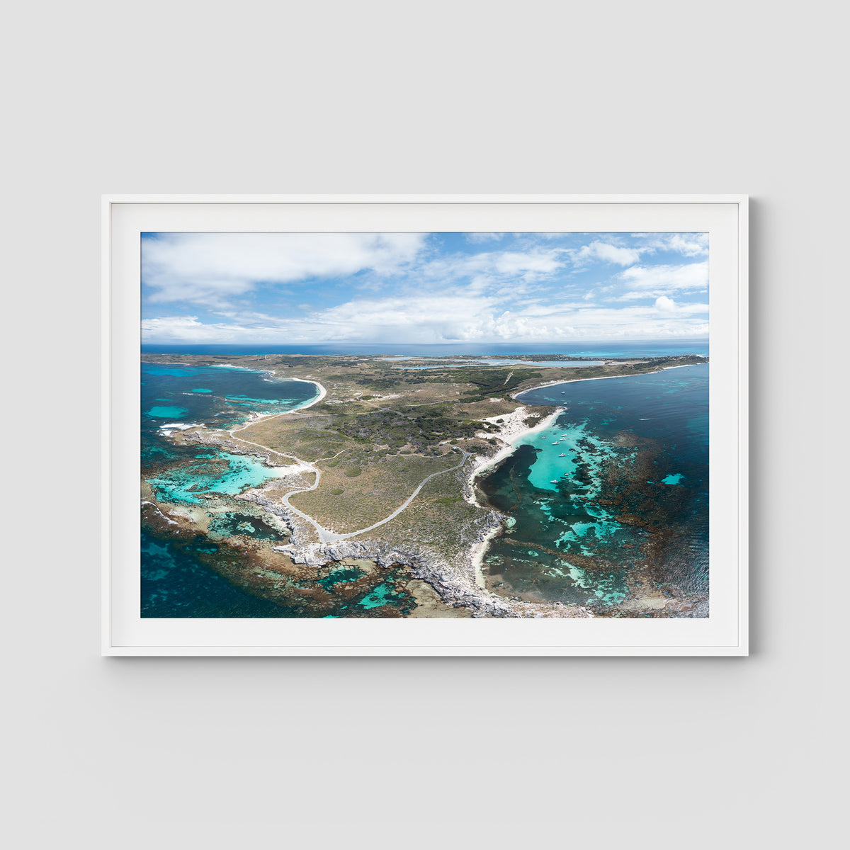Rottnest Island Panorama - Art Print - Traditional Frame - White - Landscape