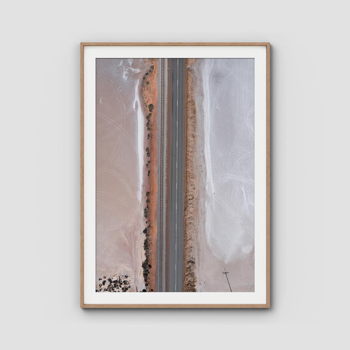 West Oz Salt Lake ii - Art Print - Traditional Frame - Raw Oak - Portrait