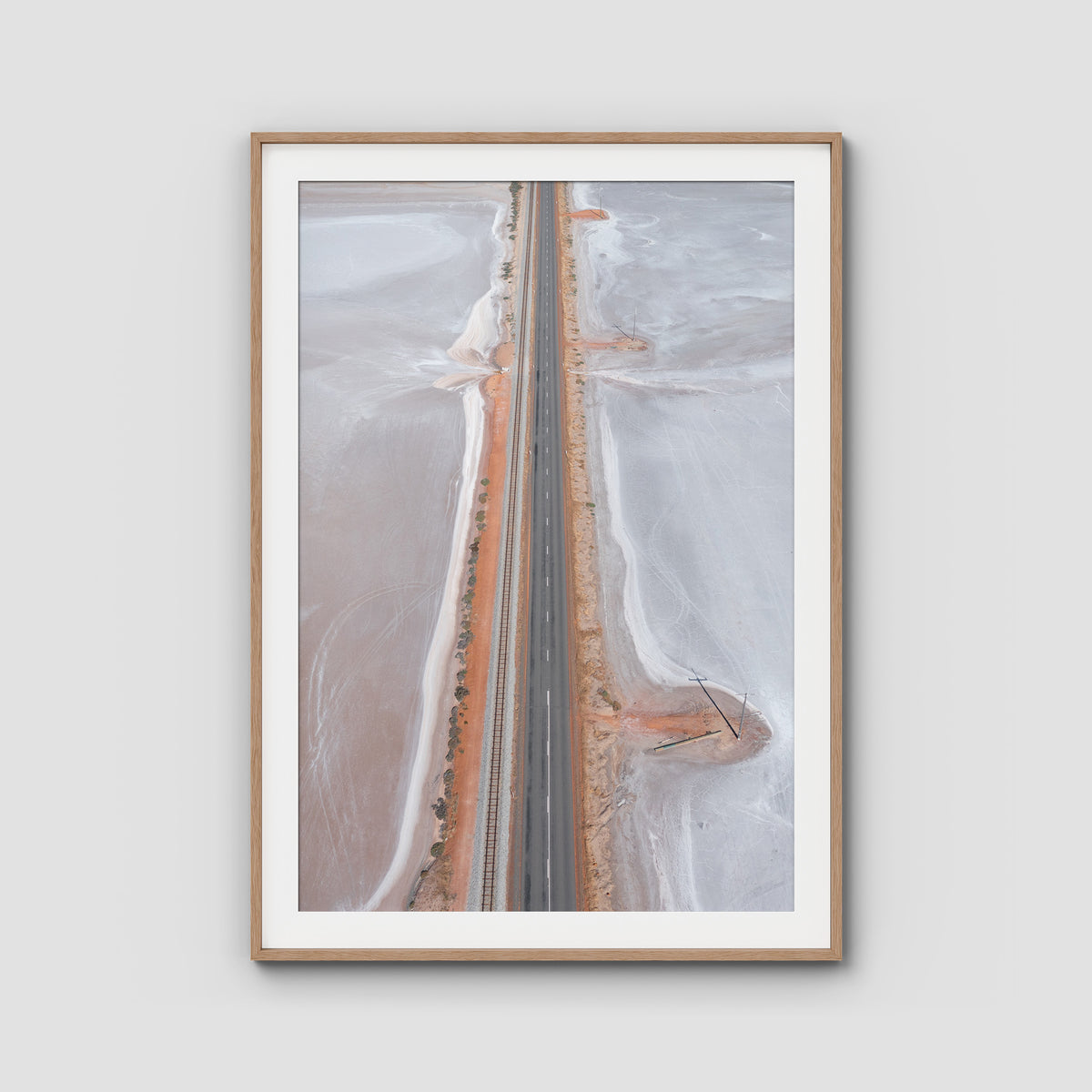 West Oz Salt Lake - Art Print - Traditional Frame - Raw Oak - Portrait