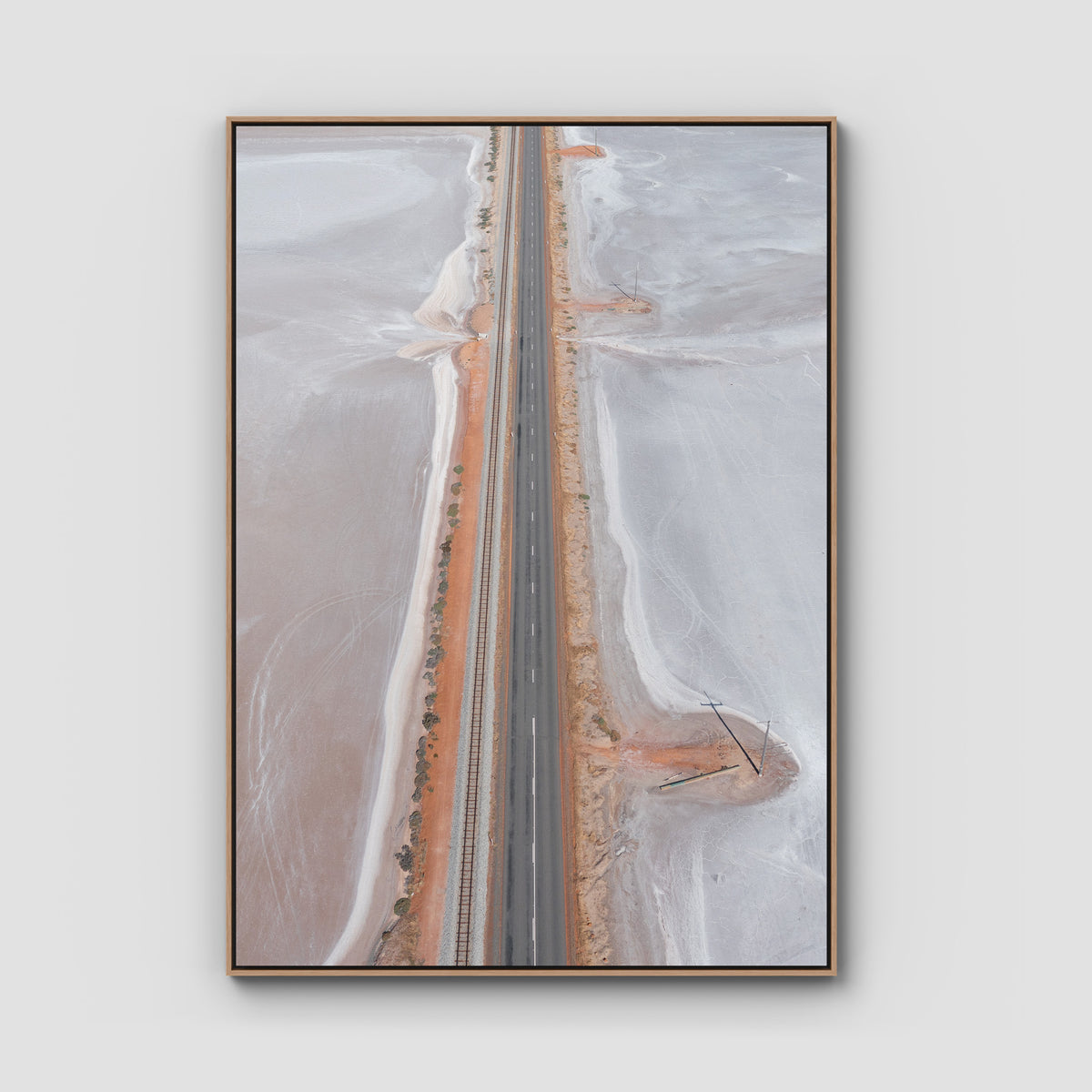 West Oz Salt Lake - Art Print - Float Frame Canvas - Raw Oak - Portrait