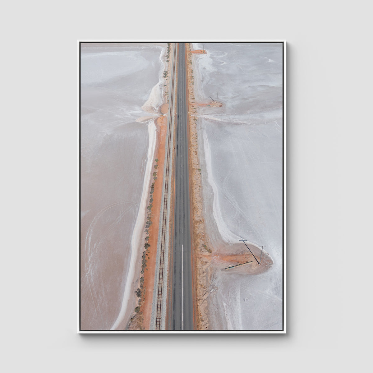 West Oz Salt Lake - Art Print - Float Frame Canvas - White - Portrait