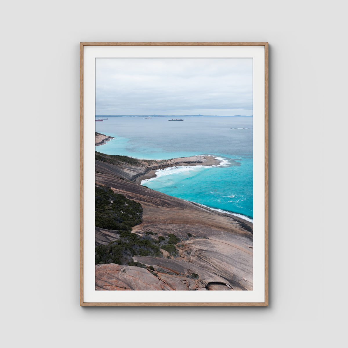 West Beach Coastline - Esperance - Art Print - Traditional Frame - Raw Oak - Portrait