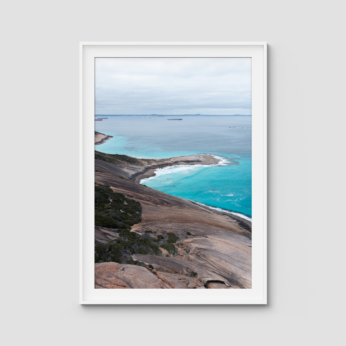 West Beach Coastline - Esperance - Art Print - Traditional Frame - White - Portrait