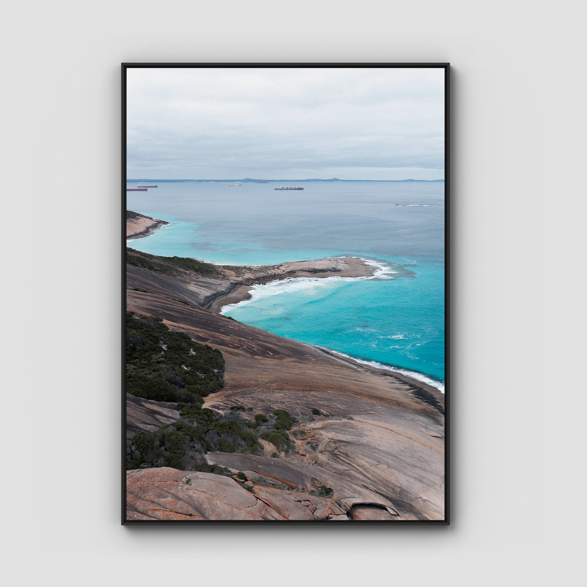 West Beach Coastline - Esperance - Art Print - Float Frame Canvas - Black - Portrait