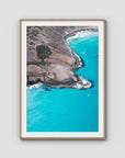 West Beach Rocky Blues - Esperance - Art Print - Traditional Frame - Raw Oak - Portrait