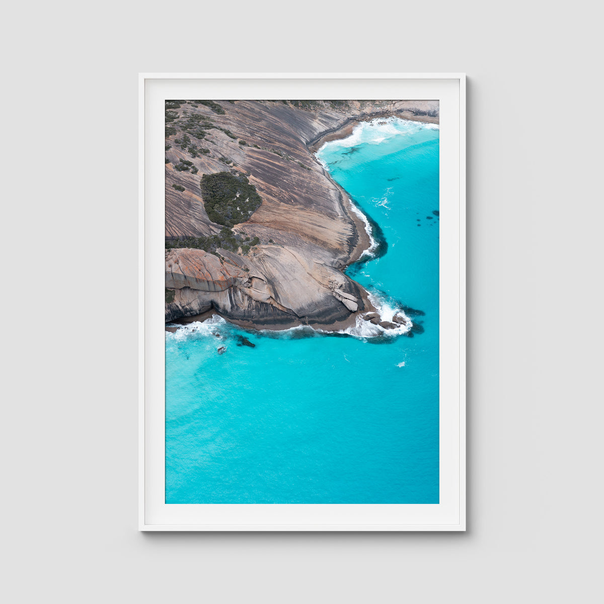 West Beach Rocky Blues - Esperance - Art Print - Traditional Frame - White - Portrait