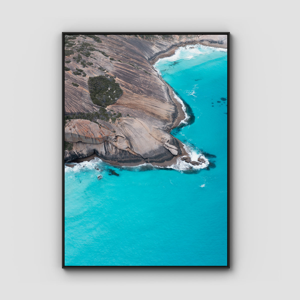 West Beach Rocky Blues - Esperance - Art Print - Float Frame Canvas - Black - Portrait