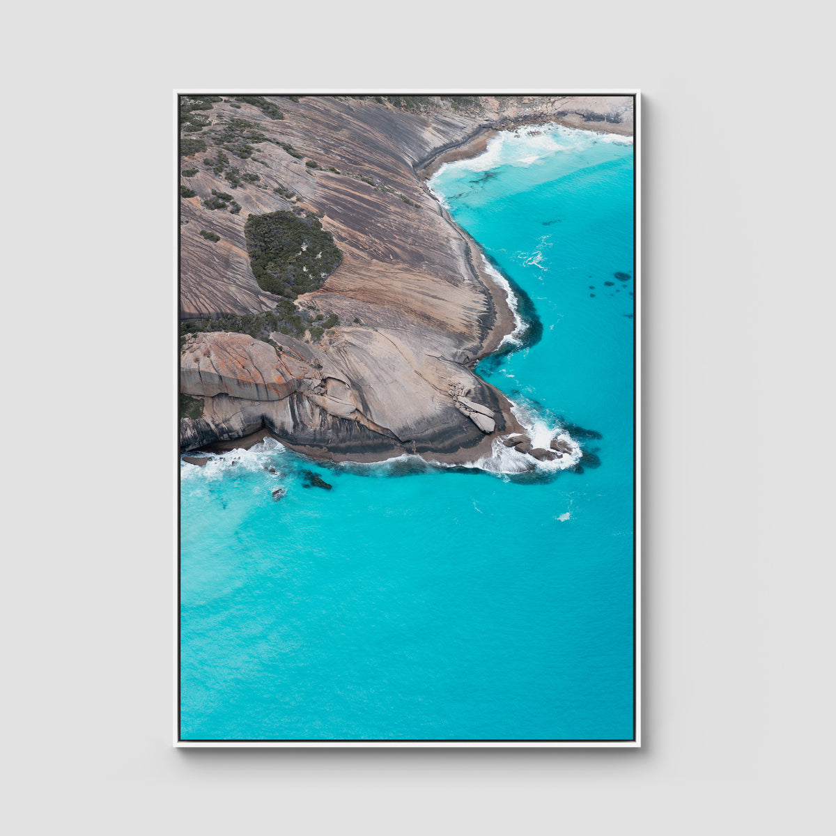 West Beach Rocky Blues - Esperance - Art Print - Float Frame Canvas - White - Portrait