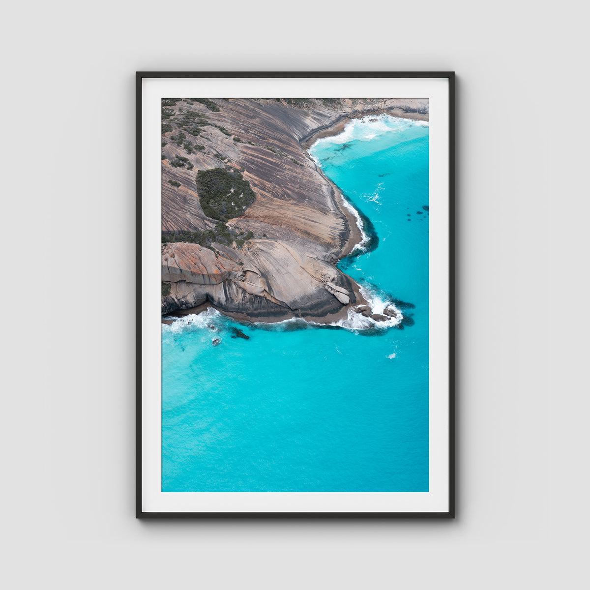 West Beach Rocky Blues - Esperance - Art Print - Traditional Frame - Black - Portrait