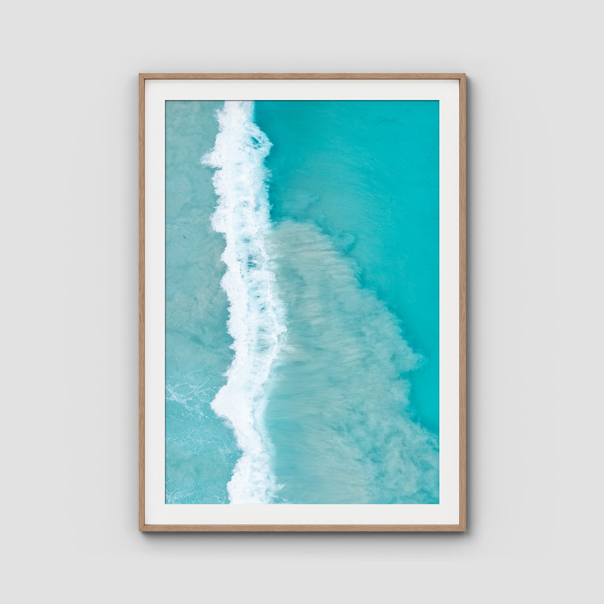 West Beach White Wash iii - Esperance - Art Print - Traditional Frame - Raw Oak - Portrait