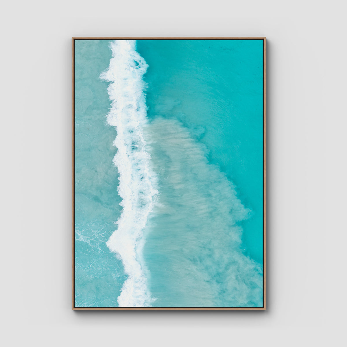West Beach White Wash iii - Esperance - Art Print - Float Frame Canvas - Raw Oak - Portrait