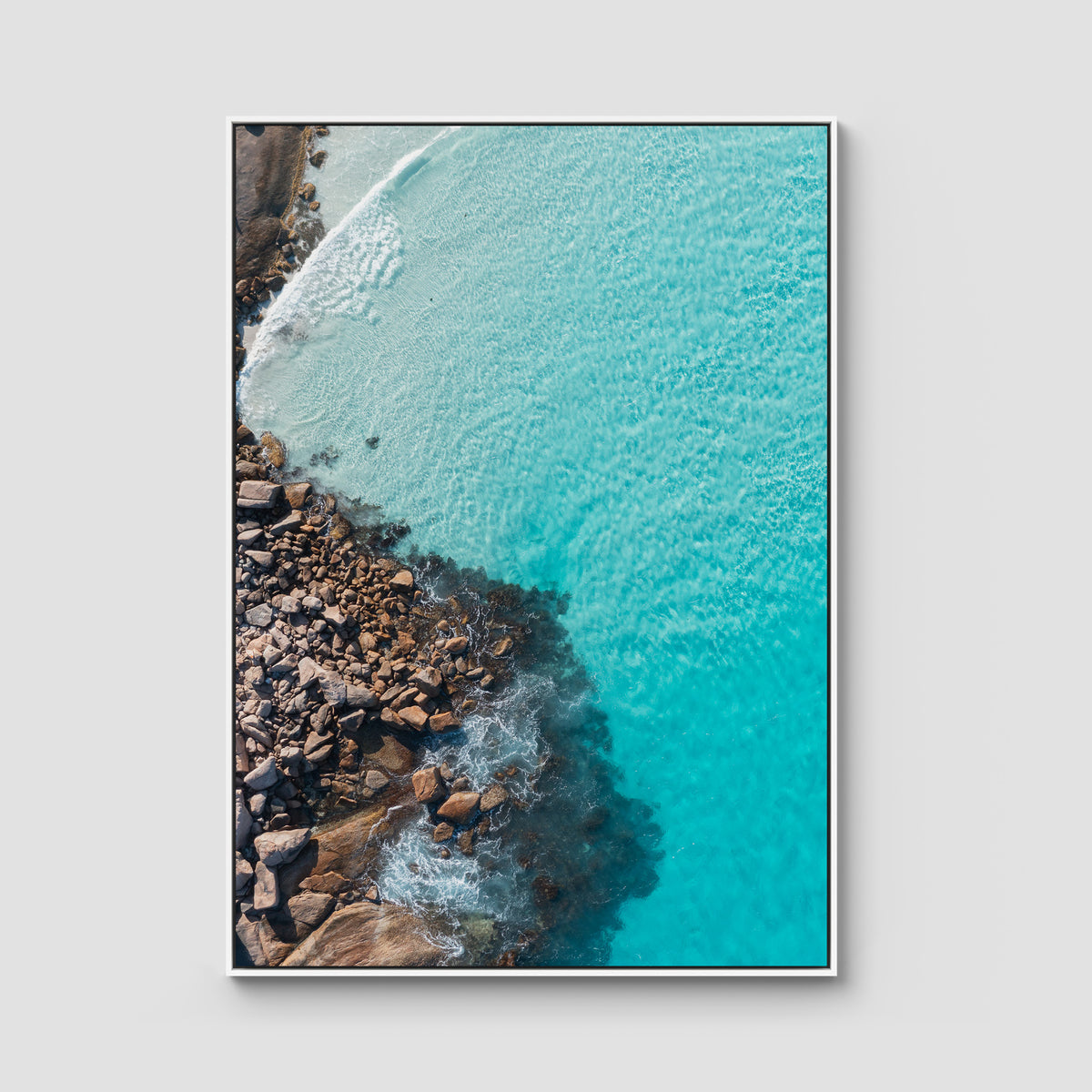 Twilight Beach Top Down - Esperance - Art Print - Float Frame Canvas - White - Portrait
