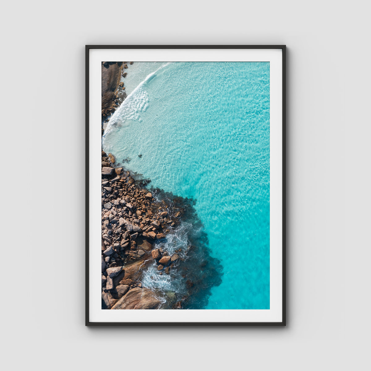 Twilight Beach Top Down - Esperance - Art Print - Traditional Frame - Black - Portrait