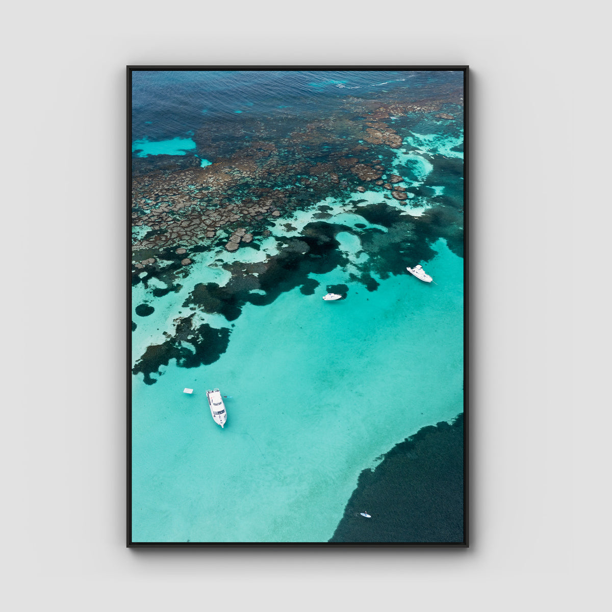 Porpoise Bay - Rottnest Island - Art Print - Float Frame Canvas - Black - Portrait