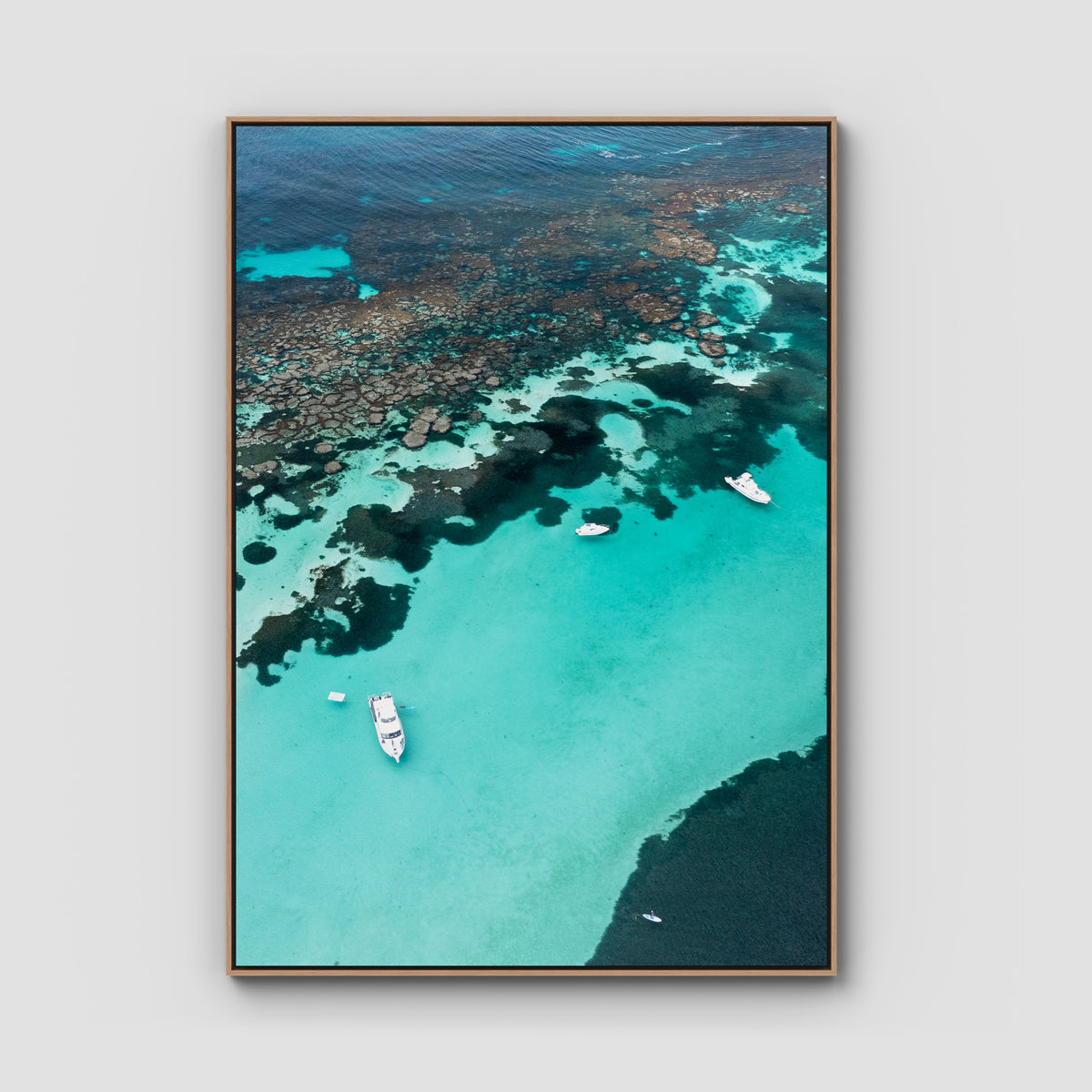 Porpoise Bay - Rottnest Island - Art Print - Float Frame Canvas - Raw Oak - Portrait