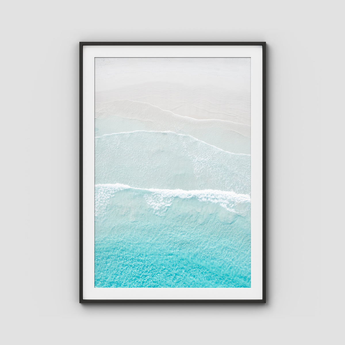 Twilight Beach Blue &amp; White - Art Print - Traditional Frame - Black - Portrait