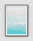 Twilight Beach Blue & White - Art Print - Traditional Frame - Black - Portrait