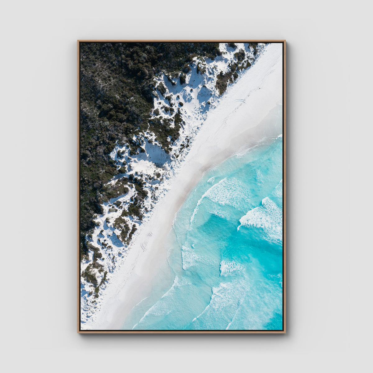 Lucky Bay Symmetry - Esperance - Art Print - Float Frame Canvas - Raw Oak - Portrait