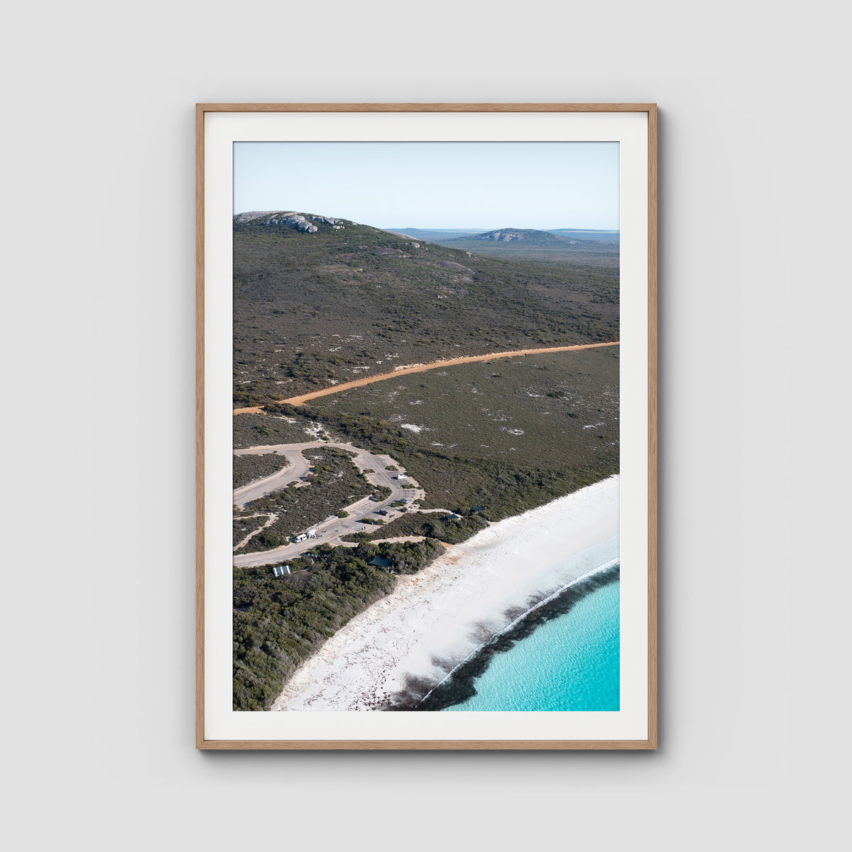 Lucky Bay Campground - Esperance - Art Print - Traditional Frame - Raw Oak - Portrait