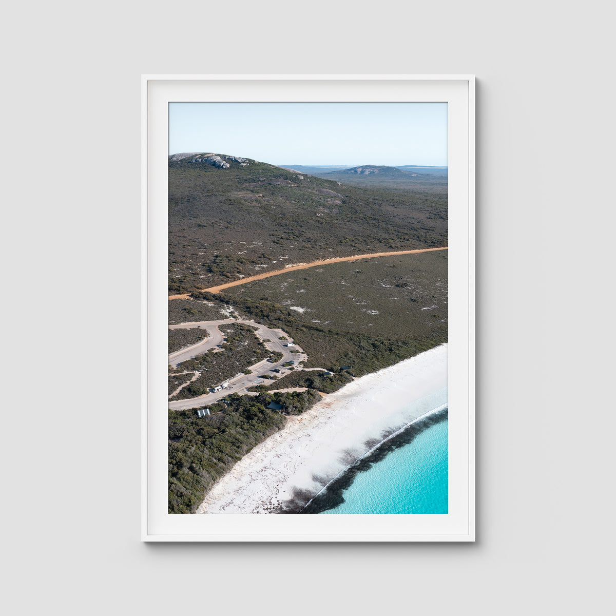 Lucky Bay Campground - Esperance - Art Print - Traditional Frame - White - Portrait