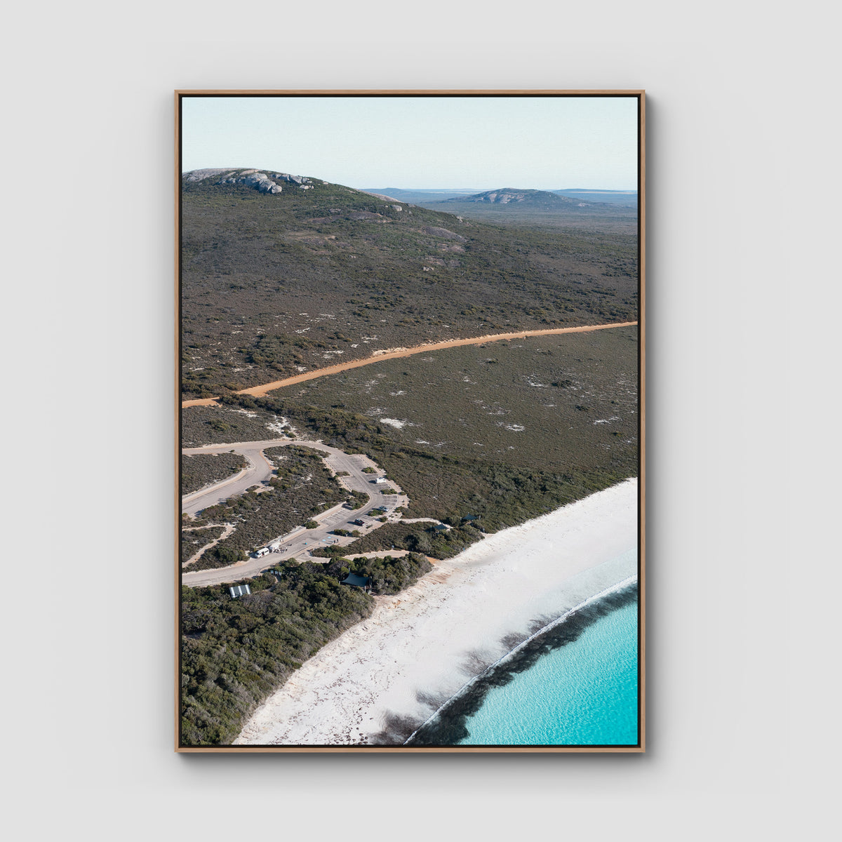 Lucky Bay Campground - Esperance - Art Print - Float Frame Canvas - Raw Oak - Portrait