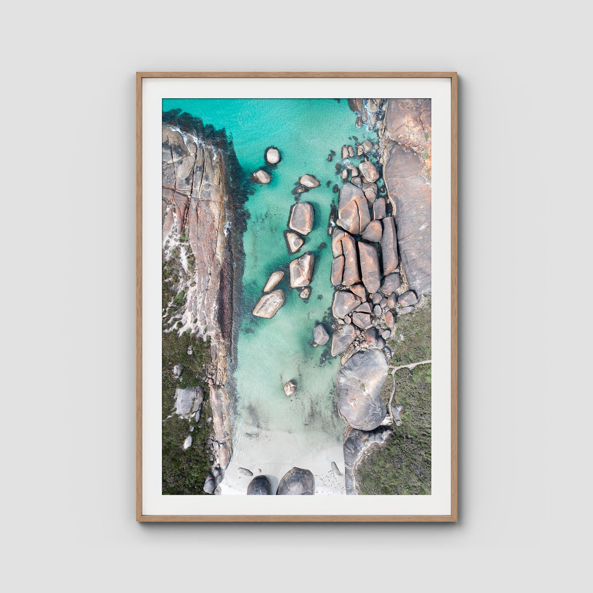 Elephant Rocks Denmark - Art Print - Traditional Frame - Raw Oak - Portrait