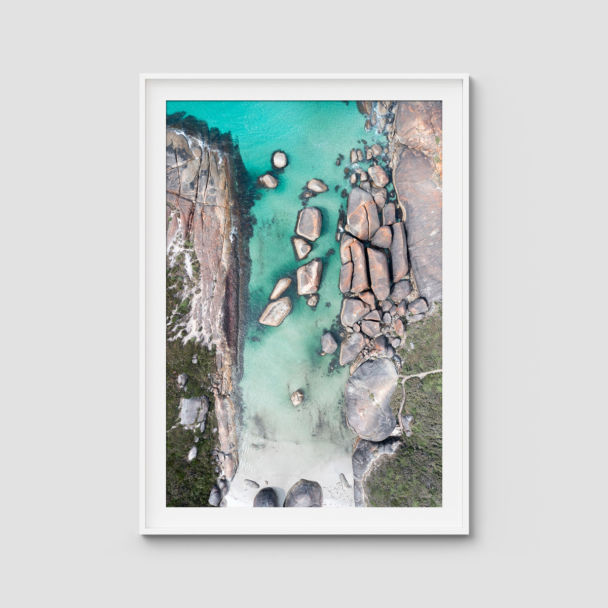 Elephant Rocks Denmark - Art Print - Traditional Frame - White - Portrait