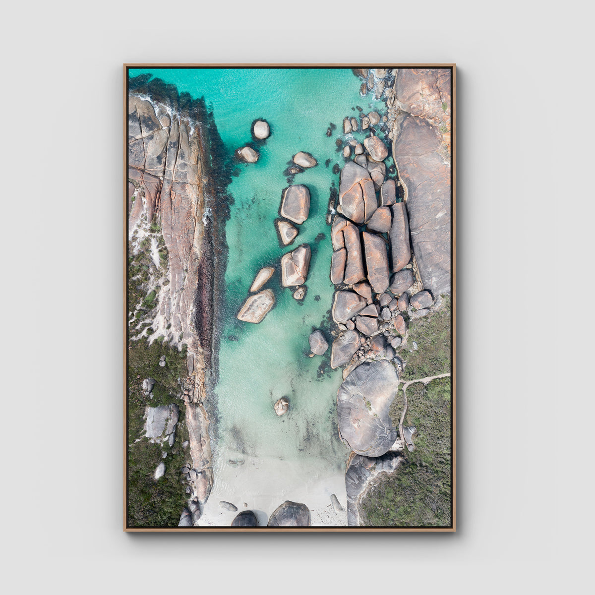 Elephant Rocks Denmark - Art Print - Float Frame Canvas - Raw Oak - Portrait