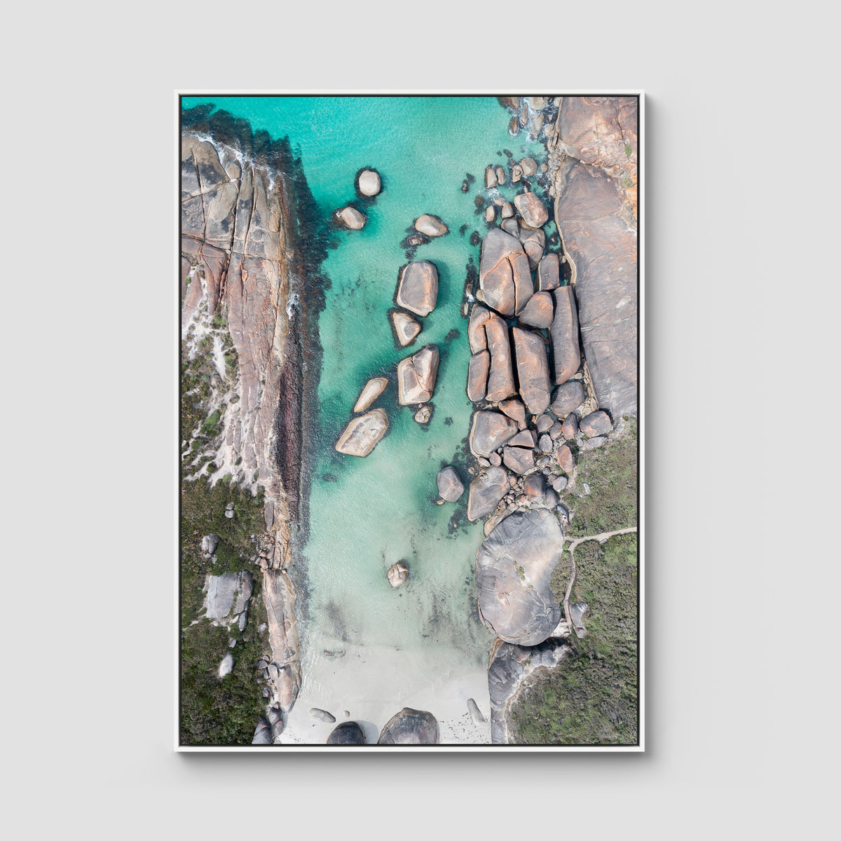 Elephant Rocks Denmark - Art Print - Float Frame Canvas - White - Portrait