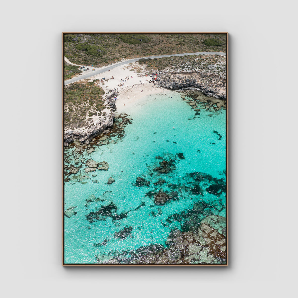 Little Salmon Bay - Rottnest Island - Art Print - Float Frame Canvas - Raw Oak - Portrait