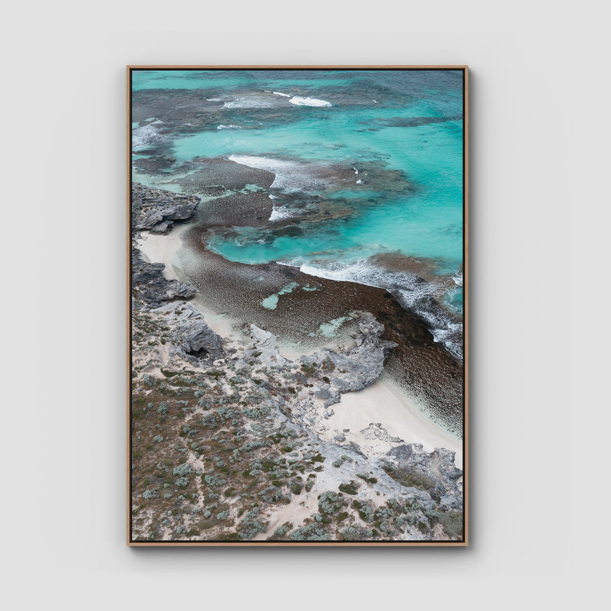 Salmon Bay Curves - Art Print - Float Frame Canvas - Raw Oak - Portrait